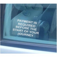 Payment is Required before Start of Journey-Window Sticker-Taxi,Minicab,Minibus-Information Vinyl Sign 